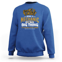 Men's mechanic graphic crewneck sweatshirt, royal blue, long sleeves