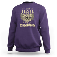 Purple mechanic dad sweatshirt with DAD gear and mechanic quote graphic on front