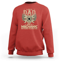 Red mechanic dad sweatshirt with DAD gear and mechanic quote graphic on front