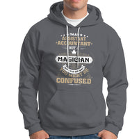 Charcoal gray pullover hoodie with front graphic and kangaroo pocket, drawstring hood