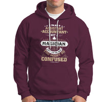 Maroon pullover hoodie with front graphic and kangaroo pocket, drawstring hood