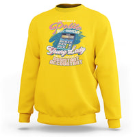 Daisy yellow crewneck sweatshirt with colorful accountant slogan graphic on chest