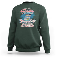 Dark forest green crewneck sweatshirt with colorful accountant slogan graphic on chest