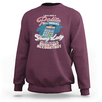 Maroon crewneck sweatshirt with colorful accountant slogan graphic on chest