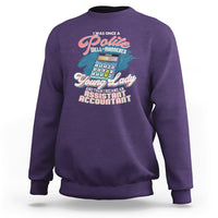 Purple crewneck sweatshirt with colorful accountant slogan graphic on chest