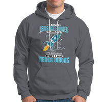 Charcoal gray hoodie with front kangaroo pocket, hood drawstrings, aerospace graphic