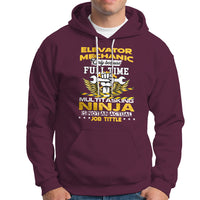 Maroon zipless hoodie with front graphic print and kangaroo pocket, drawstring hood