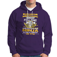 Purple zipless hoodie with front graphic print and kangaroo pocket, drawstring hood