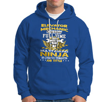 Royal blue zipless hoodie with front graphic print and kangaroo pocket, drawstring hood
