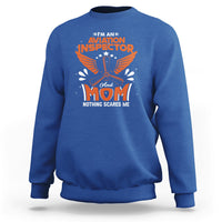 Royal blue crewneck sweatshirt with “Aviation Inspector Mom” eagle graphic on front