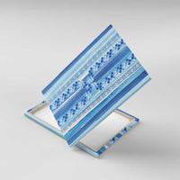 Tunisian Mosaic Pattern Canvas Wall Art with Blue Stripes and Traditional Tile Design