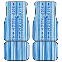 Tunisian Mosaic Pattern Car Mats with Blue Stripes and Traditional Tile Design