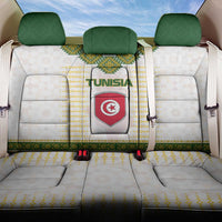 Tunisia Flag Traditional Tribal Pattern Green and White Pullover Back Car Seat Cover with National Crest and Emblem