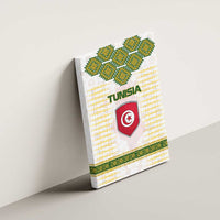 Tunisia Flag Traditional Tribal Pattern Green and White Pullover Canvas Wall Art with National Crest and Emblem