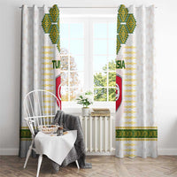 Tunisia Flag Traditional Tribal Pattern Green and White Pullover Window Curtain with National Crest and Emblem