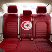 Tunisia National Flag Back Car Seat Cover with Crescent Star Emblem and Red Sport Design