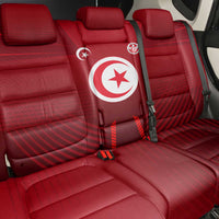 Tunisia National Flag Back Car Seat Cover with Crescent Star Emblem and Red Sport Design