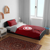 Tunisia National Flag Bedding Set with Crescent Star Emblem and Red Sport Design