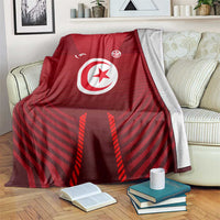 Tunisia National Flag Blanket with Crescent Star Emblem and Red Sport Design