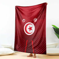 Tunisia National Flag Blanket with Crescent Star Emblem and Red Sport Design
