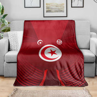 Tunisia National Flag Blanket with Crescent Star Emblem and Red Sport Design