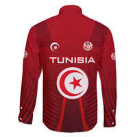 Tunisia National Flag Family Matching Long Sleeve Bodycon Dress and Hawaiian Shirt with Crescent Star Emblem and Red Sport Design
