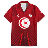 Tunisia National Flag Family Matching Off Shoulder Maxi Dress and Hawaiian Shirt with Crescent Star Emblem and Red Sport Design