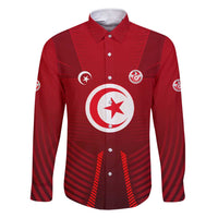 Tunisia National Flag Family Matching Short Sleeve Bodycon Dress and Hawaiian Shirt with Crescent Star Emblem and Red Sport Design