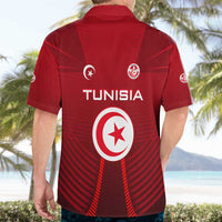 Tunisia National Flag Hawaiian Shirt with Crescent Star Emblem and Red Sport Design