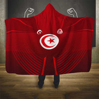 Tunisia National Flag Hooded Blanket with Crescent Star Emblem and Red Sport Design