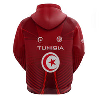 Tunisia National Flag Hoodie with Crescent Star Emblem and Red Sport Design
