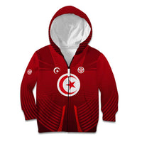 Tunisia National Flag Kid Hoodie with Crescent Star Emblem and Red Sport Design