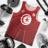 Tunisia National Flag Men Tank Top with Crescent Star Emblem and Red Sport Design