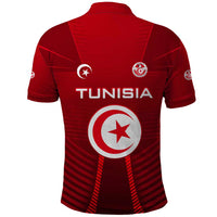 Tunisia National Flag Polo Shirt with Crescent Star Emblem and Red Sport Design