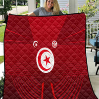 Tunisia National Flag Quilt with Crescent Star Emblem and Red Sport Design