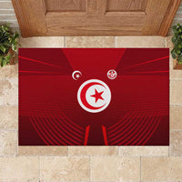 Tunisia National Flag Rubber Doormat with Crescent Star Emblem and Red Sport Design