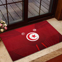 Tunisia National Flag Rubber Doormat with Crescent Star Emblem and Red Sport Design