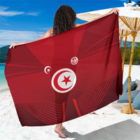 Tunisia National Flag Sarong with Crescent Star Emblem and Red Sport Design