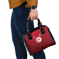 Tunisia National Flag Shoulder Handbag with Crescent Star Emblem and Red Sport Design