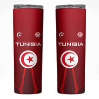 Tunisia National Flag Skinny Tumbler with Crescent Star Emblem and Red Sport Design