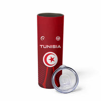 Tunisia National Flag Skinny Tumbler with Crescent Star Emblem and Red Sport Design
