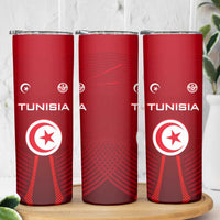 Tunisia National Flag Skinny Tumbler with Crescent Star Emblem and Red Sport Design