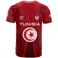 Tunisia National Flag T Shirt with Crescent Star Emblem and Red Sport Design