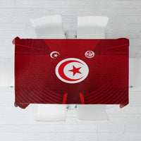 Tunisia National Flag Tablecloth with Crescent Star Emblem and Red Sport Design