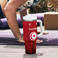 Tunisia National Flag Tumbler With Handle with Crescent Star Emblem and Red Sport Design