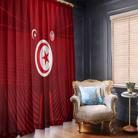 Tunisia National Flag Window Curtain with Crescent Star Emblem and Red Sport Design