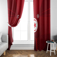 Tunisia National Flag Window Curtain with Crescent Star Emblem and Red Sport Design