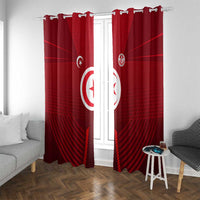 Tunisia National Flag Window Curtain with Crescent Star Emblem and Red Sport Design