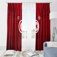 Tunisia National Flag Window Curtain with Crescent Star Emblem and Red Sport Design