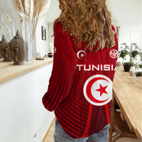 Tunisia National Flag Women Casual Shirt with Crescent Star Emblem and Red Sport Design